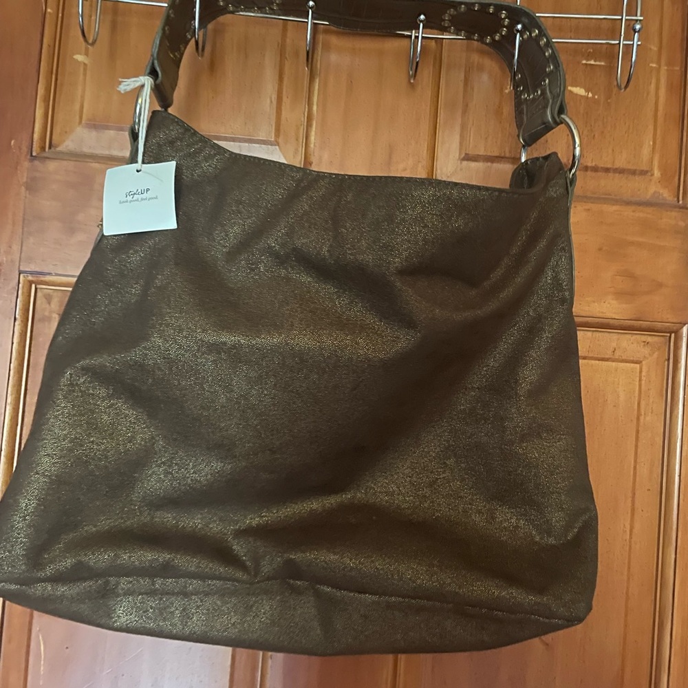 Brown with yellow/gold no name brand purse - Picture 2 of 2